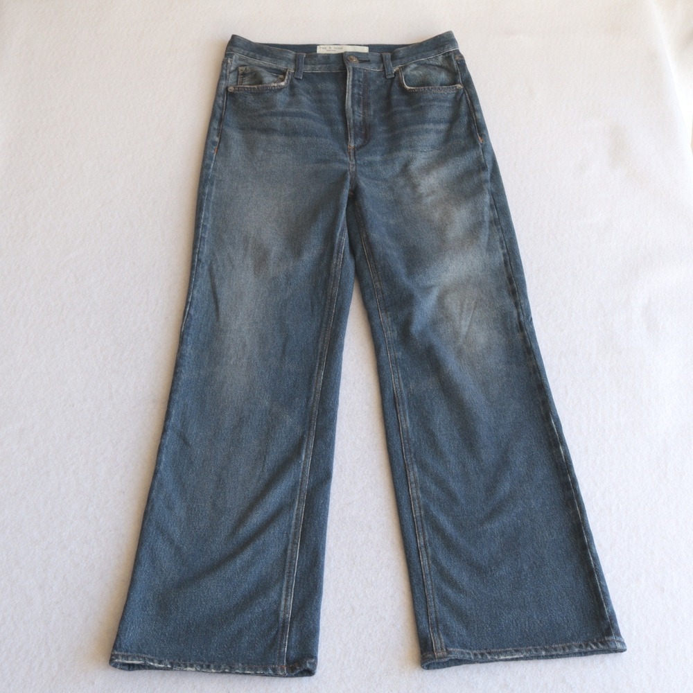 Rag & Bone Miramar Sofie Wide Leg Jeans Women's 26 Medium Wash Faux Denim